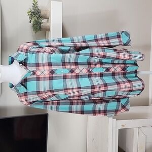 Talbots Long Sleeve Plaid Button Down Shirt